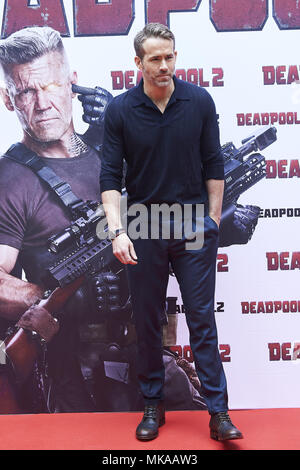 Madrid, Espagne. 7 mai, 2018. L'acteur Ryan Reynolds assiste à la 'Deadpool 2' 'photocall à Villamagna Hotel à Madrid, Espagne. Crédit : Jack Abuin/ZUMA/Alamy Fil Live News Banque D'Images