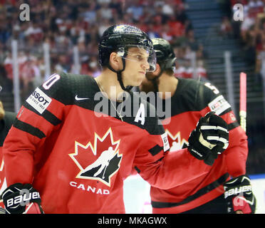 Herning, Danemark. 7 mai, 2018. Brayden SCHENN (Canada), Mai 07, 2018 ., Championnat du Monde de Hockey sur glace en 2018, le Canada contre le Danemark, Jyske Bank Boxen, Herning, Danemark/crédit : Wolfgang Fehrmann/ZUMA/Alamy Fil Live News Banque D'Images