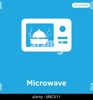 Icône vecteur de micro-ondes isolé sur fond bleu, signe et symbole Illustration de Vecteur
