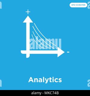 Analytics icône vecteur isolé sur fond bleu, signe et symbole Illustration de Vecteur