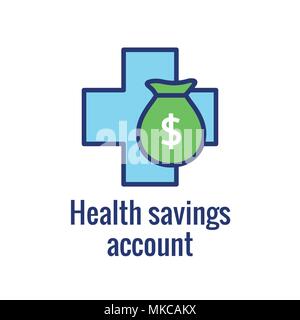 Économies d'impôt médical Santé w compte d'épargne ou de compte de dépenses flexibles - HSA, FSA, l'épargne à l'abri de l'impôt Illustration de Vecteur