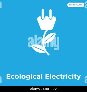 Icône vecteur d'électricité écologique isolé sur fond bleu, signe et symbole Illustration de Vecteur