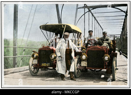 Edison et ses assistants de quitter Washington pour Caroline du Nord pour enquêter sur le cobalt, 1906. La main, d'une photographie de demi-teinte Banque D'Images