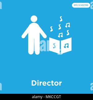 Icône vecteur directeur isolé sur fond bleu, signe et symbole Illustration de Vecteur