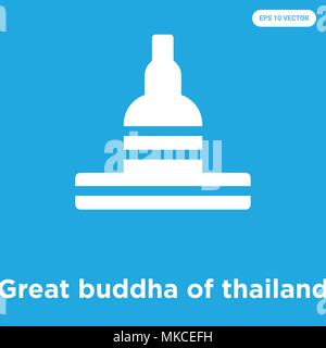 Grand Bouddha de Thaïlande icône vecteur isolé sur fond bleu, signe et symbole Illustration de Vecteur