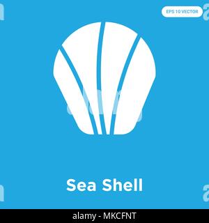 Sea Shell icône vecteur isolé sur fond bleu, signe et symbole Illustration de Vecteur