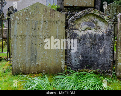 Wordsworth tombes familiales à st oswald's Church, Grasmere, Lake District, Cumbria Banque D'Images