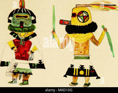 Hopi Katcinas 'dessiné par des artistes autochtones (1904) Banque D'Images