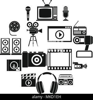 Icons set audio et vidéo, le style simple Illustration de Vecteur