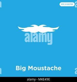 Big Moustache icône vecteur isolé sur fond bleu, signe et symbole Illustration de Vecteur