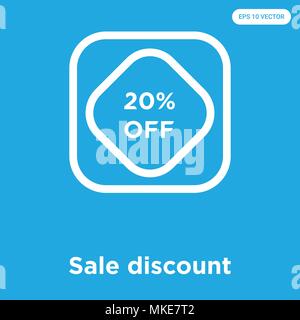 Icône vecteur discount vente isolé sur fond bleu, signe et symbole Illustration de Vecteur