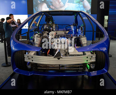 Concept car éclatée sur le stand Aisin, dévoilée lors de l'Auto China 2018 motorshow à Beijing, Chine Banque D'Images