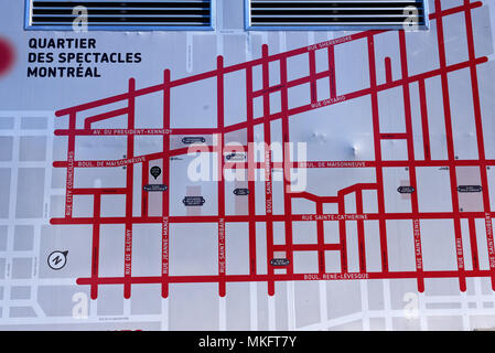 Une Carte Du Quartier Des Spectacles De Montreal Quartier Des Divertissements Peint Sur L Unite De Anaircon Photo Stock Alamy