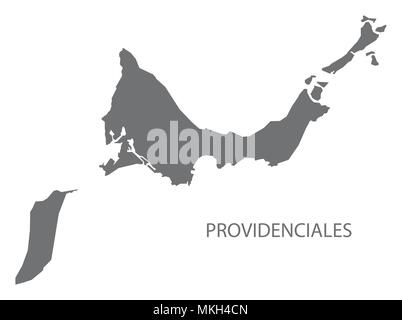 Carte de Providenciales, Îles Turques et Caïques gris illustration forme Illustration de Vecteur