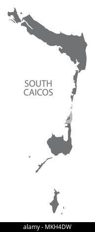South Caicos carte des îles Turques et Caïques gris illustration forme Illustration de Vecteur