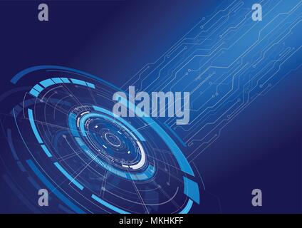 Interface avec hud ligne circuit sur fond bleu vector illustration Illustration de Vecteur