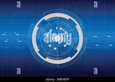 Interface avec hud ligne circuit sur fond bleu vector illustration Illustration de Vecteur