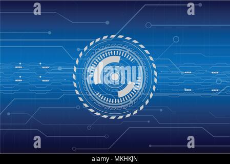 Interface avec hud ligne circuit sur fond bleu vector illustration Illustration de Vecteur