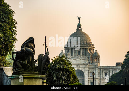 New Delhi - Inde - 28 janvier 2018. Le monument mémorial Victoria est un grand bâtiment de marbre à Kolkata, Bengale occidental, Inde. Banque D'Images