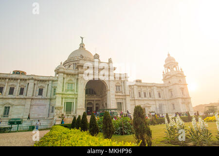 New Delhi - Inde - 28 janvier 2018. Le monument mémorial Victoria est un grand bâtiment de marbre à Kolkata, Bengale occidental, Inde. Banque D'Images