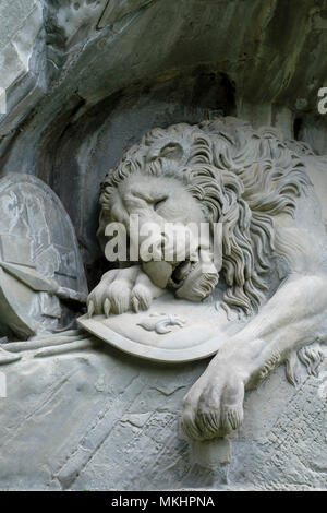 Close up of dying monument du lion à Lucerne, Suisse, Europe Banque D'Images