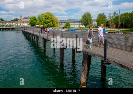 Holzbrücke Rapperswil-Hurden - passerelle en bois de Rapperswill à Hurden Banque D'Images