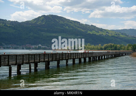 Holzbrücke Rapperswil-Hurden - passerelle en bois de Rapperswill à Hurden Banque D'Images