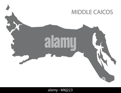 Middle Caicos carte des îles Turques et Caïques gris illustration forme Illustration de Vecteur