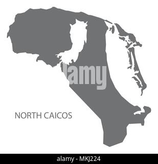 North Caicos carte des îles Turques et Caïques gris illustration forme Illustration de Vecteur