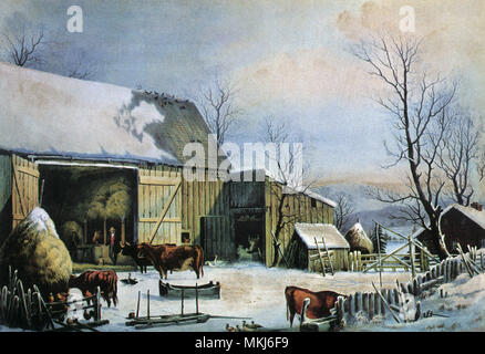 Farm-Yard en hiver Banque D'Images