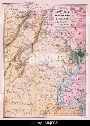 Carte de la guerre civile- Virginia 1862 Banque D'Images