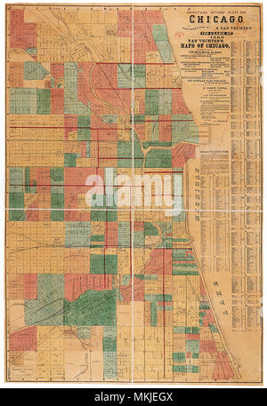 La carte de Chicago en 1868 Banque D'Images