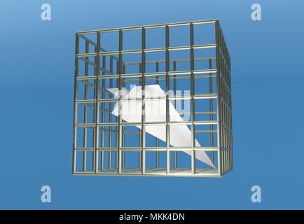 Avion en papier prison prison télégramme blocage 3d illustration Banque D'Images