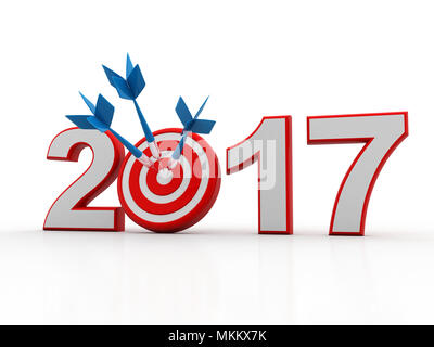 Illustration 3d de l'année 2017 et signe avec les flèches Banque D'Images