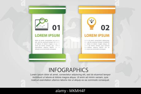 Timeline 3d illustration vectorielle moderne. Modèle pour l'infographie étiquettes rectangles à deux éléments. Conçu pour les entreprises, des présentations, web design Illustration de Vecteur
