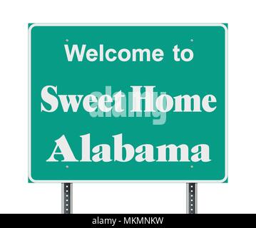 Vector illustration de la bienvenue à Sweet Home Alabama panneau vert Illustration de Vecteur