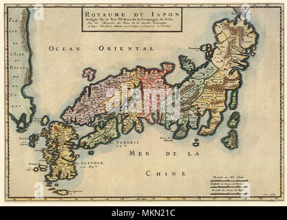 Carte politique du Japon 1650 Banque D'Images