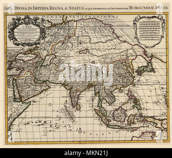 Carte de l'Asie française 1700 Banque D'Images