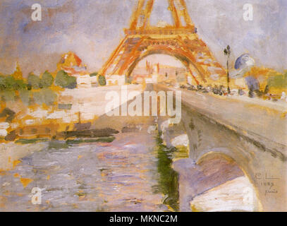 La Tour Eiffel en construction Banque D'Images