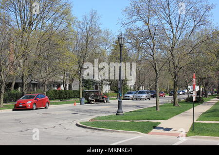 Paysage résidentiel ordinaire à Evanston, Illinois. Banque D'Images