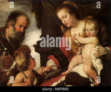 La Sainte Famille avec saint Jean Baptiste Banque D'Images