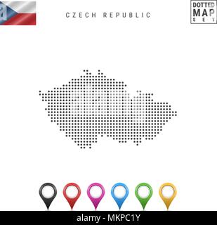 La carte à points vecteur de République tchèque. Simple Silhouette de République tchèque. Le drapeau national de la République tchèque. Les axes de la carte Illustration de Vecteur