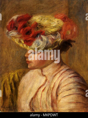 Jeune femme dans un chapeau fleuri Banque D'Images