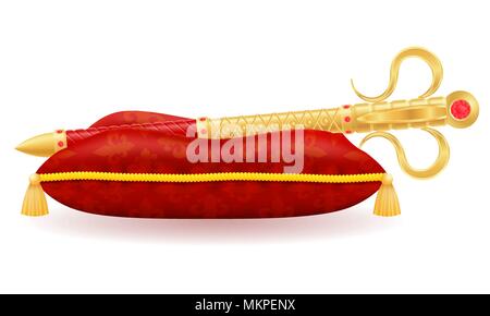 Royal king sceptre d'or symbole du pouvoir d'état vector illustration isolé sur fond blanc Illustration de Vecteur