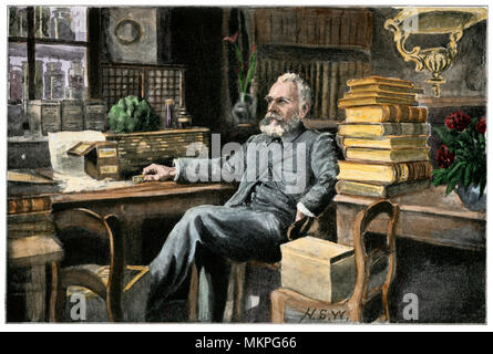 Le professeur Ernest Haeckel dans son étude, l'Université de Jena, Allemagne. Demi-teinte de couleur à la main Banque D'Images
