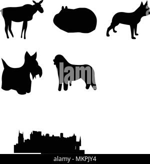Ensemble de 9 icônes modifiable simple comme le backflip, bernese mountain dog, scottie boston terrier, cobaye, Édimbourg sky, charleston female moose, ric Illustration de Vecteur
