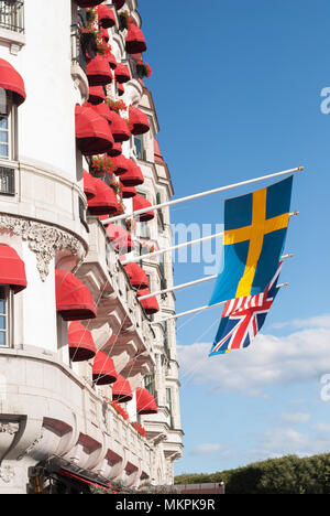 STOCKHOLM, Suède - août 21, 2017 : Façade de l'hôtel Diplomat de drapeaux Banque D'Images