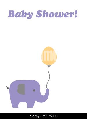 Carte de douche de bébé avec elephant cartoon holding un ballon
