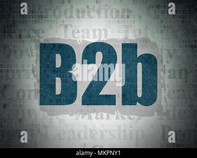 Finances concept : peint en bleu texte B2b des données numériques papier fond avec Tag Cloud Banque D'Images