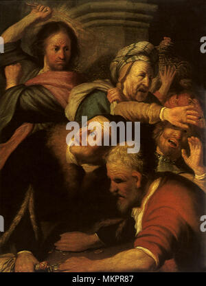 Christ conduisant le Money-Changers du Temple Banque D'Images